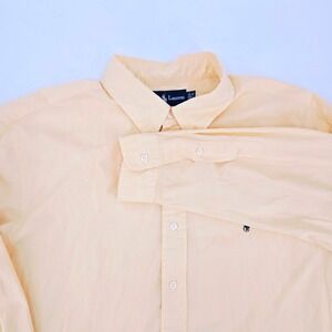 Ralph Lauren Vintage Yellow Seersucker Pinstripe Shirt 17.5 34/35 Classic Fit